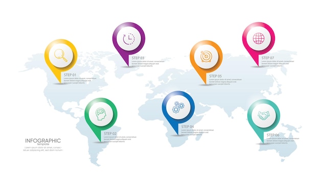 Modèle d'infographie de présentation d'entreprise avec 7 étapes
