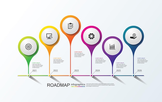 Modèle D'infographie De Présentation Entreprise Coloré Avec 6 étapes