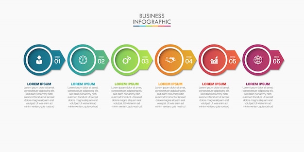 Vecteur modèle d'infographie de présentation d'entreprise avec six options.