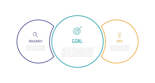 Modèle D'infographie De Processus Métier Conception De Ligne Mince Avec Numéros 3 Options Ou étapes Conception Graphique D'illustration Vectorielle