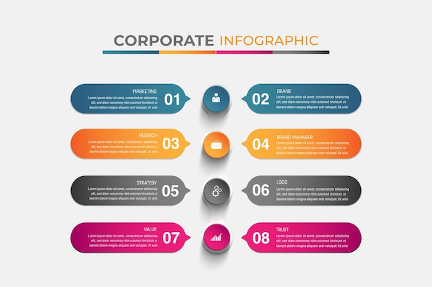 Modèle d'infographie de processus Vecteur Premium