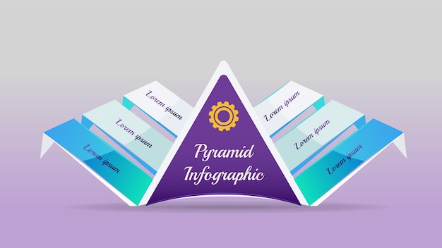 Vecteur modèle d'infographie pyramidale à 6 branches