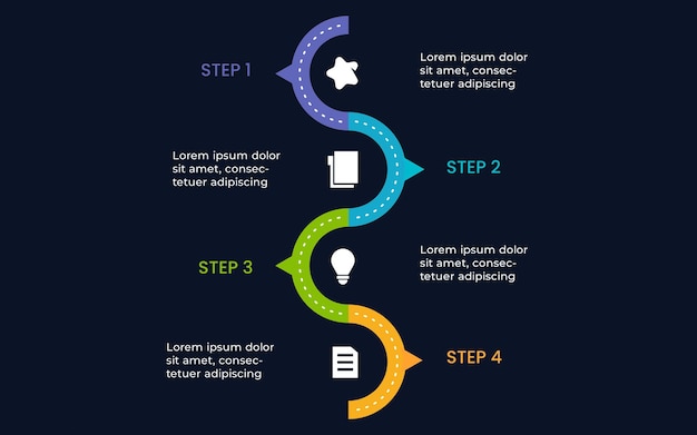 Modèle D'infographie Avec Quatre Options D'éléments Dans La Ligne De Temps Verticale