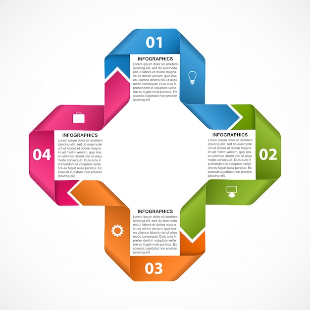 Vecteur modèle d'infographie avec des rubans