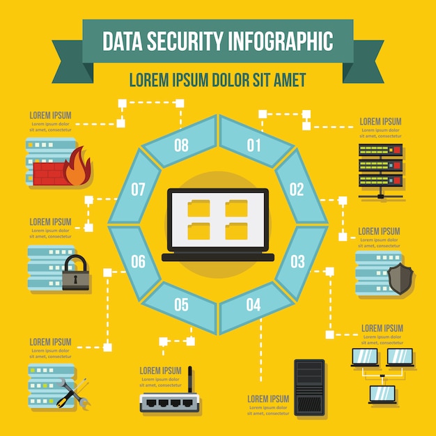 Modèle D'infographie De Service De Données, Style Plat