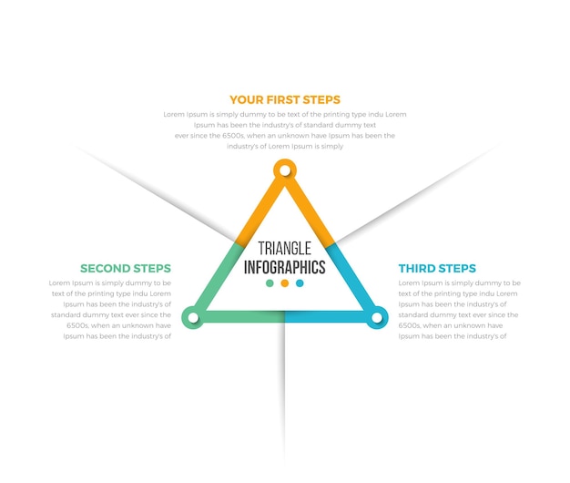 Vecteur modèle d'infographie simple avec des données d'infographie triangulaires en 03 étapes