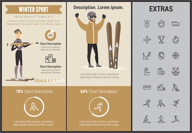 Modèle D'infographie De Sport D'hiver, éléments, Icônes