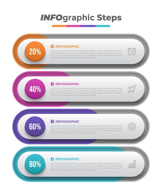 Vecteur un modèle d'infographie stratégique d'entreprise en quatre étapes