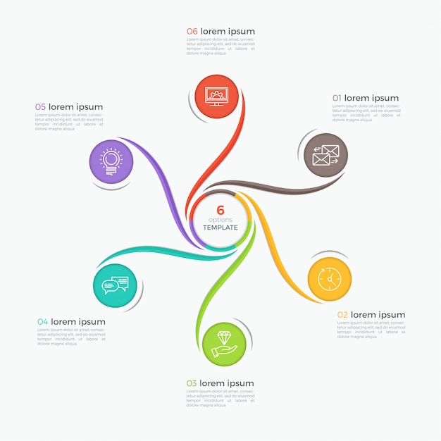 Modèle D'infographie De Style Tourbillon Avec 6 Options