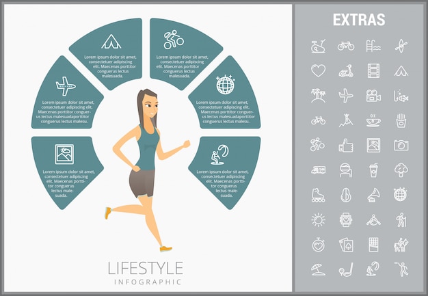 Vecteur modèle d'infographie de style de vie, des éléments et des icônes