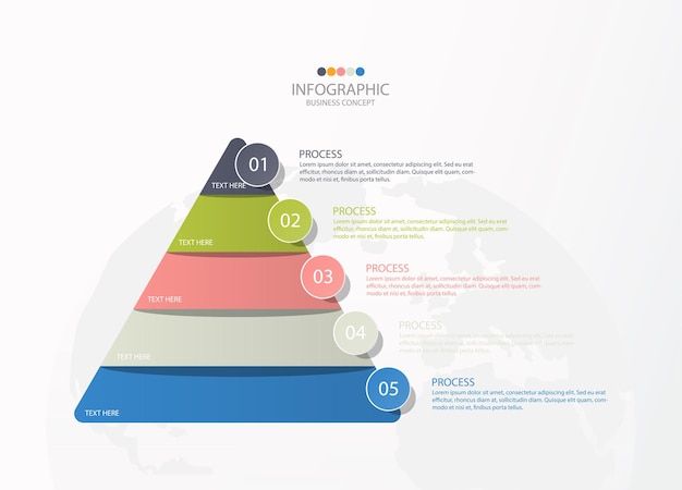 Modèle D'infographie Triangle De Base Avec 5 étapes, Processus Ou Options