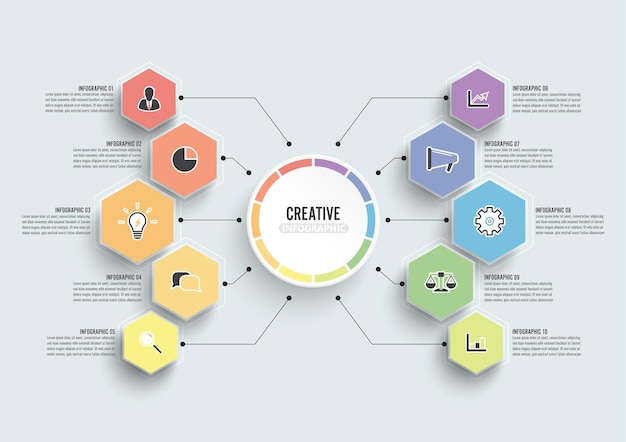 Modèle D'infographie De Vecteur Avec étiquette En Papier 3d, Cercles Intégrés.