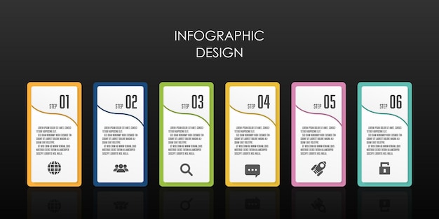 Modèle D'infographie Vectorielle 6 étapes Avec Concept Business