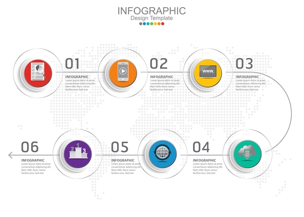 Modèle D'infographie Vectorielle Avec Six Options Et Icônes.