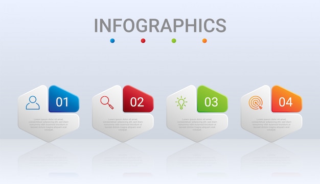 Modèle Infographique De Chronologie Colorée Avec 4 étapes Sur Fond Gris, Illustration