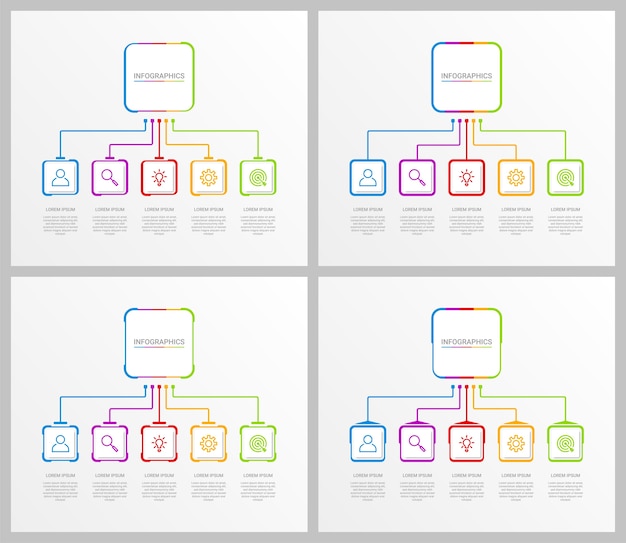 Vecteur modèle infographique de chronologie colorée avec étapes