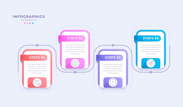 Modèle Infographique Coloré Avec Conception Créative De Concept En Quatre étapes