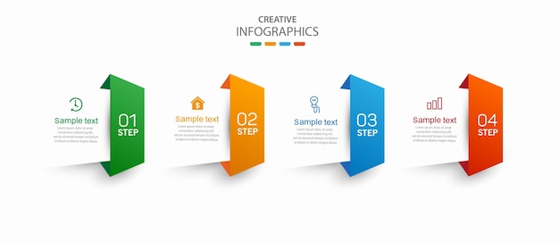 Modèle Infographique Créatif Avec Icônes Et 4 Options Ou étapes