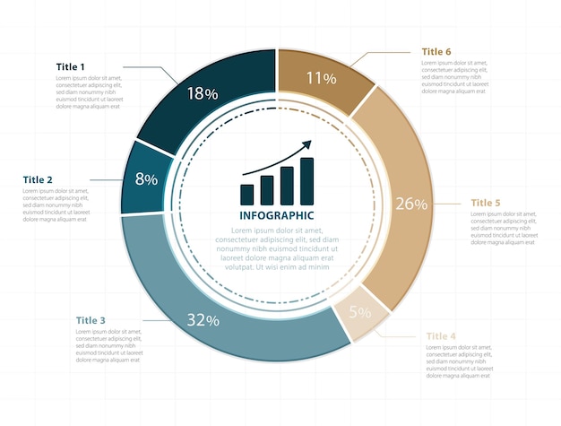 Modèle Infographique Entreprise Pourcentage Six étapes Processus De Travail Cercle Publicité Graphique