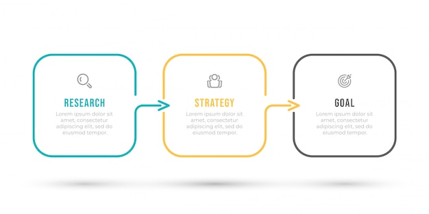 Modèle Infographique. étiquette De Conception Fine Ligne Avec Des Flèches Et 3 Options, étapes Ou Processus.