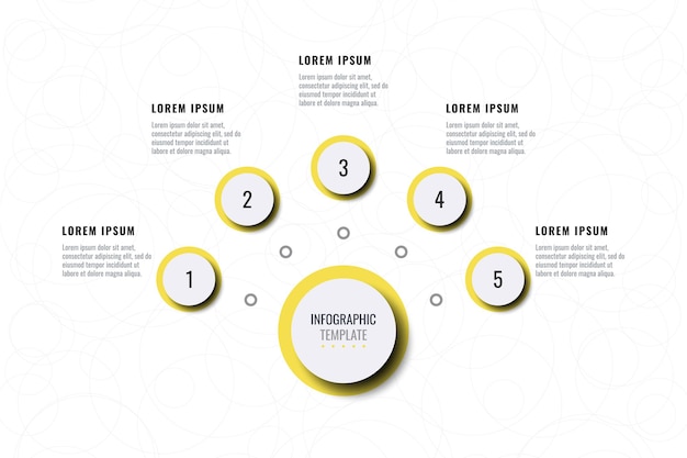 Modèle Infographique Horizontal En Cinq étapes Dans Des Couleurs Jaunes Et Grises à La Mode Données Commerciales Modernes