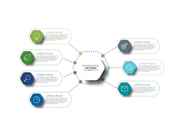 Modèle Infographique Moderne Avec Des éléments Hexagonaux Dans Des Couleurs Plates