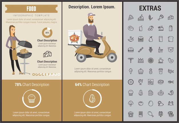 Modèle Infographique De Nourriture, Des éléments Et Des Icônes