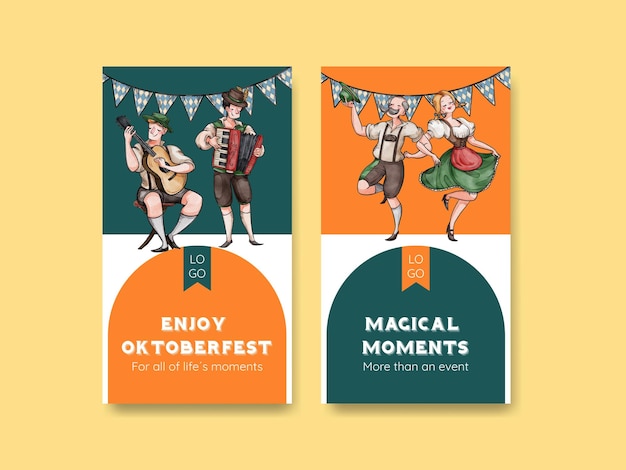 Modèle Instagram Avec Concept Festif Oktoberfeststyle Aquarelle