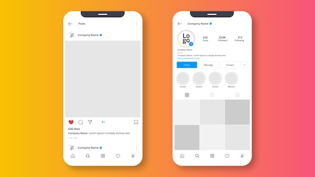 Modèle Instagram Maquette mobile Fichier vectoriel