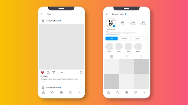 Vecteur modèle instagram maquette mobile fichier vectoriel