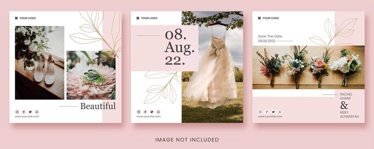 Vecteur modèle instagram de mariage