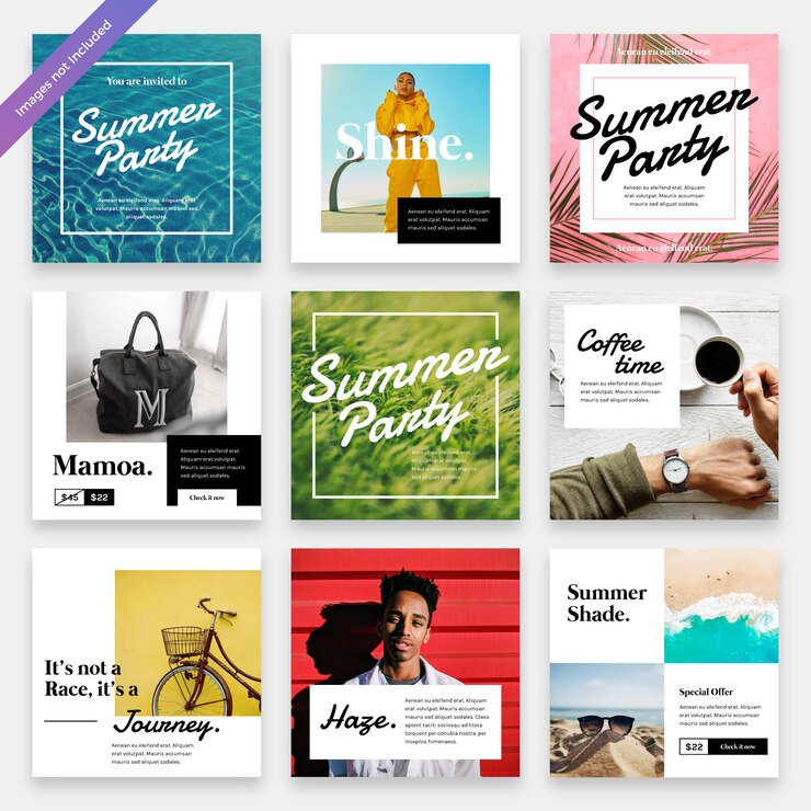 Vecteur modèle instagram de médias sociaux summerbreeze