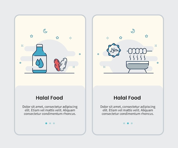 Modèle D'intégration D'icônes De Nourriture Halal Pour Illustration Vectorielle De Conception D'application D'application D'interface Utilisateur Mobile