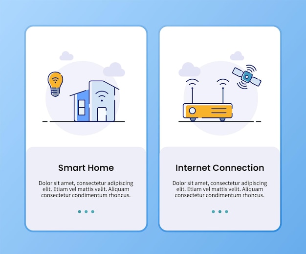 Modèle d'intégration de la maison intelligente et de la connexion Internet pour l'illustration vectorielle de conception d'application mobile ui