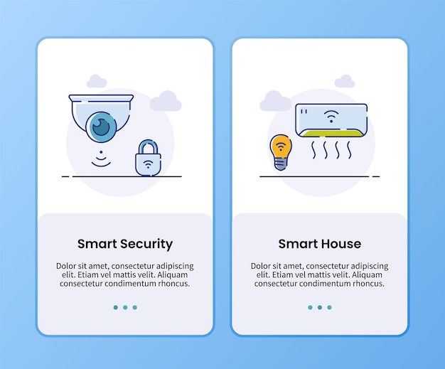 Vecteur modèle d'intégration de sécurité intelligente et de maison intelligente pour la conception d'applications d'interface utilisateur mobile