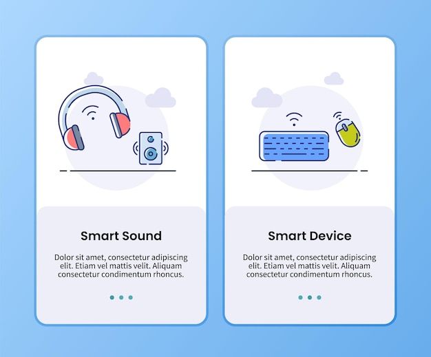 Vecteur modèle d'intégration de son intelligent et d'appareil intelligent pour la conception d'applications d'interface utilisateur mobile