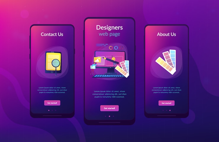 Vecteur modèle d'interface d'application de développement de conception web