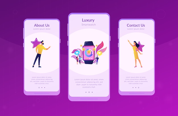 Vecteur modèle d'interface d'application de smartwatch de luxe.