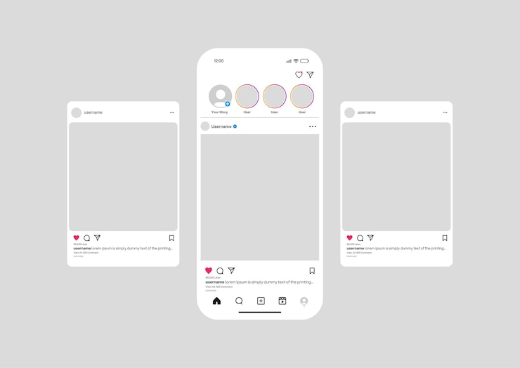 Vecteur modèle d'interface de poste instagram