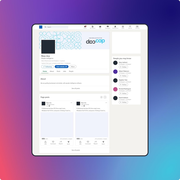 Modèle d'interface de profil Linkedin