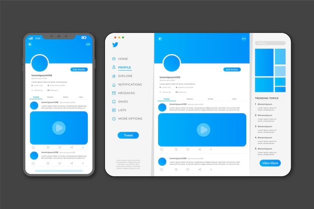 Modèle d'interface Twitter