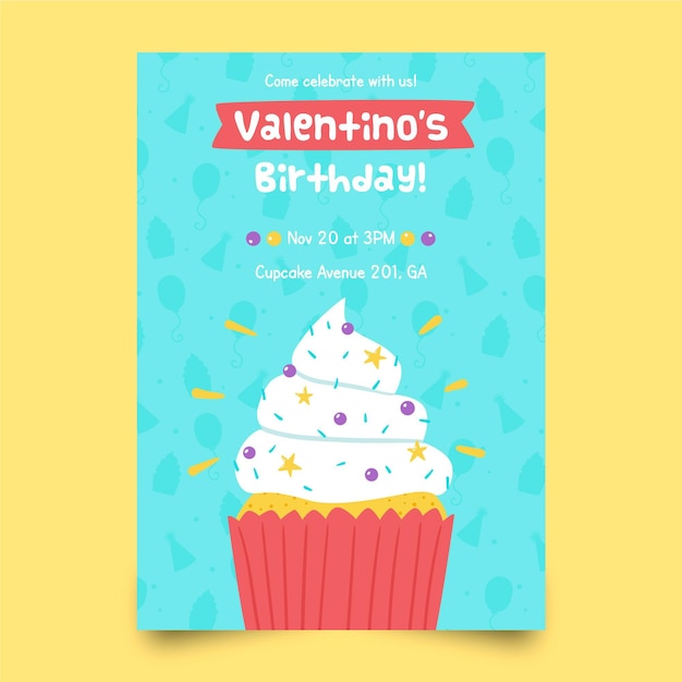 Modèle D'invitation D'anniversaire Pour Enfants Avec Cupcake