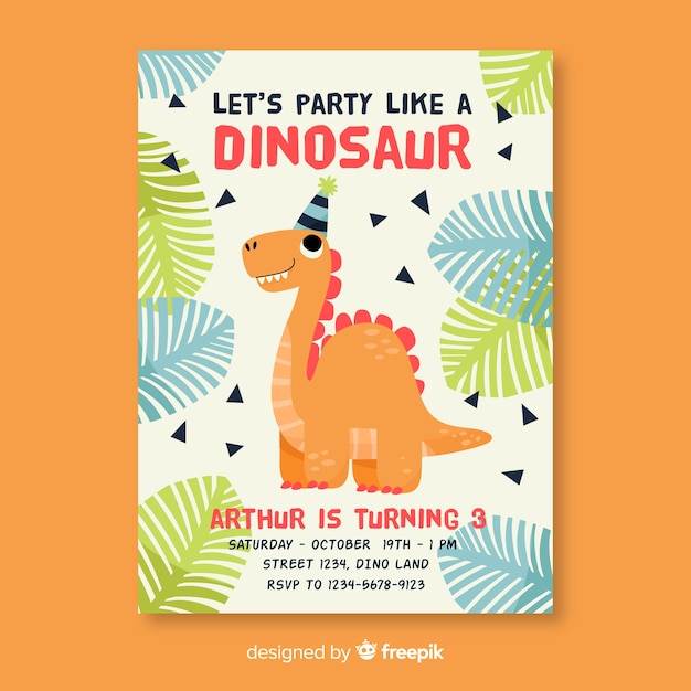 Modèle D'invitation Anniversaire Pour Enfants Avec Dinosaure