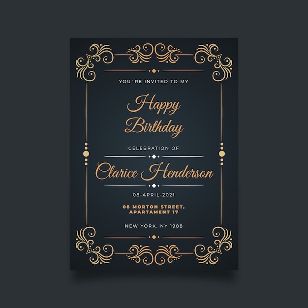 Modèle d'invitation d'anniversaire sophistiqué