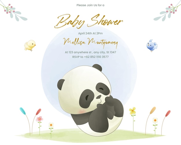 Modèle D'invitation De Douche De Bébé Bébé Panda Mignon