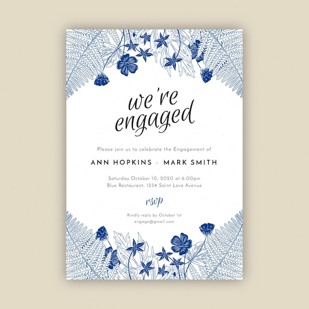 Modèle d'invitation d'engagement floral