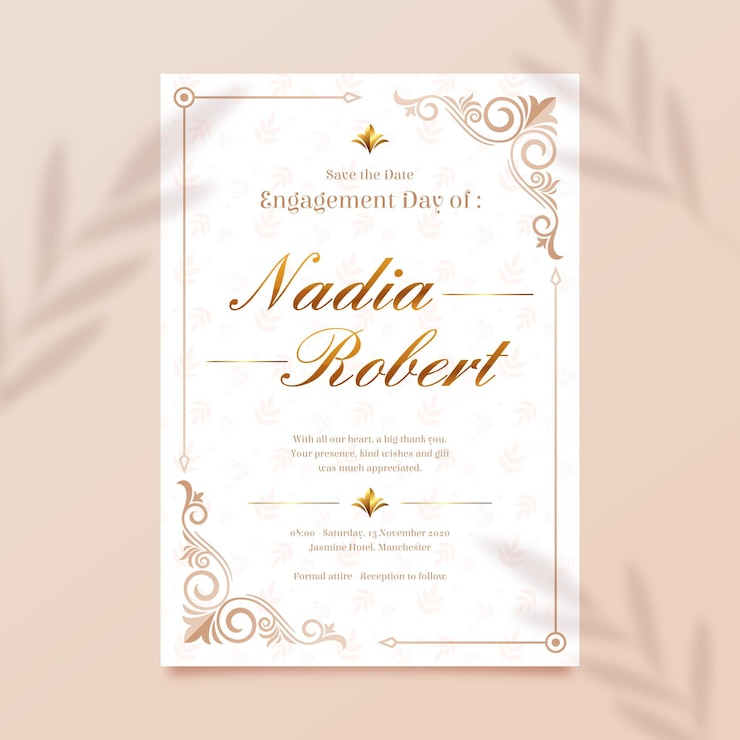 Vecteur modèle d'invitation de fiançailles élégant