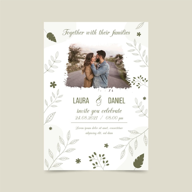 Modèle D'invitation De Fiançailles Avec Photo De La Mariée Et Le Marié