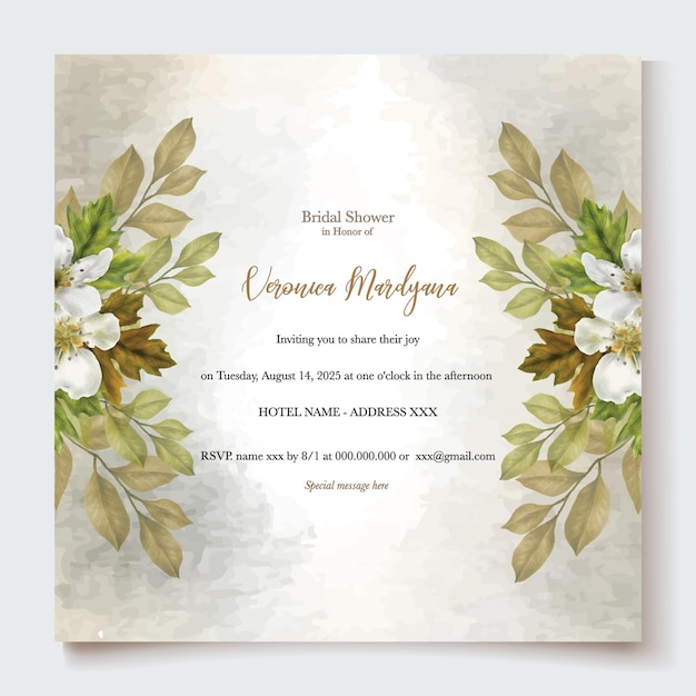 MODÈLE D'INVITATION FLORAL POUR LA DOUCHE DE MARIÉE