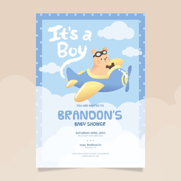 Modèle D'invitation Illustré De Douche De Bébé Pour Bébé